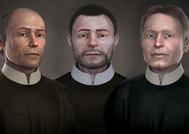Zľava: sv. Štefan Pongrác SJ, sv. Marek Križin, sv. Melichar Grodecký SJ