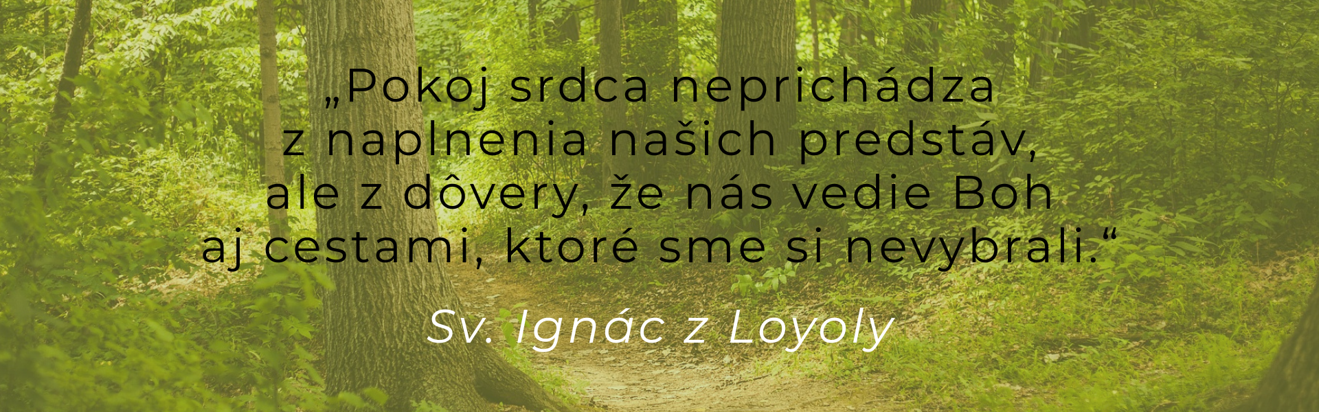 „Pokoj srdca neprichádza z naplnenia našich predstáv, ale z dôvery, že nás vedie Boh aj cestami, ktoré sme si nevybrali.“ Sv. Ignác z Loyoly